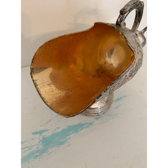Vintage Raimond Sugar Scuttle with Scoop Silverplate with Zinc Alloy Lining Flor - Picture 3 of 10